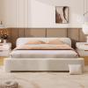 Christopher Knight Home Sheffies Queen Size Upholstered Bed Frame with Headboard, Boucle Fabric Platform Bed Frame, Wood Bed Support and Slat, No Box Spring Needed, Fully Mattress Foundation, White(Queen)