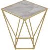Christopher Knight Home Lyle Modern Accent Table, Sofa Side Table with Sleek Tempered Glass Top with Geometric Iron Legs, Compact End-Tables for Living Room Bedroom Hallway Home Office, Gold+White