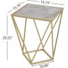 Christopher Knight Home Lyle Modern Accent Table, Sofa Side Table with Sleek Tempered Glass Top with Geometric Iron Legs, Compact End-Tables for Living Room Bedroom Hallway Home Office, Gold+White