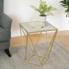 Christopher Knight Home Lyle Modern Accent Table, Sofa Side Table with Sleek Tempered Glass Top with Geometric Iron Legs, Compact End-Tables for Living Room Bedroom Hallway Home Office, Gold+White