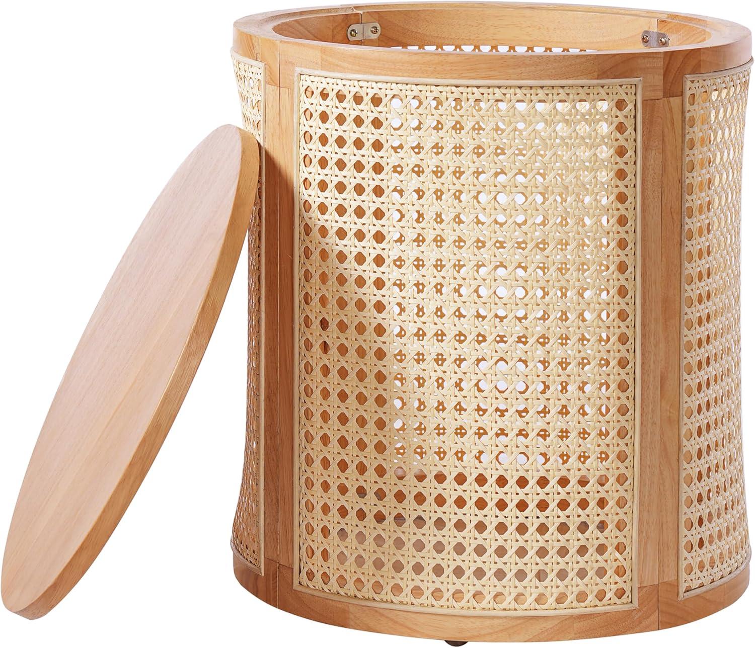 image:imageChristopher Knight Home Aurl 1570 Round End Table Hollow Woven Side Table Small Rubber Wood Nightstand Rattan Woven Tea Desk Round Wood Tabletop Chic Home Deor Desk Easy Assembly NaturalNatural