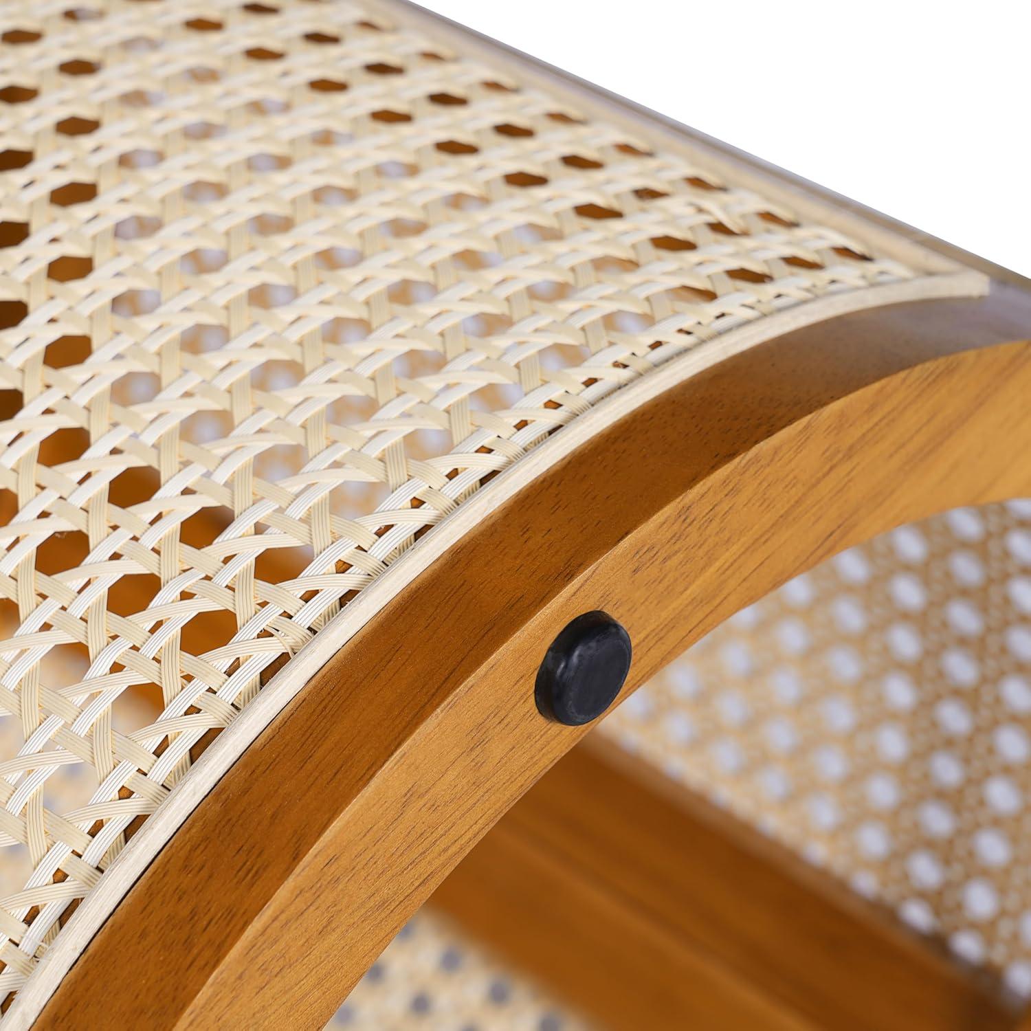 image:imageChristopher Knight Home Aurl 1570 Round End Table Hollow Woven Side Table Small Rubber Wood Nightstand Rattan Woven Tea Desk Round Wood Tabletop Chic Home Deor Desk Easy Assembly NaturalYellowishbrown