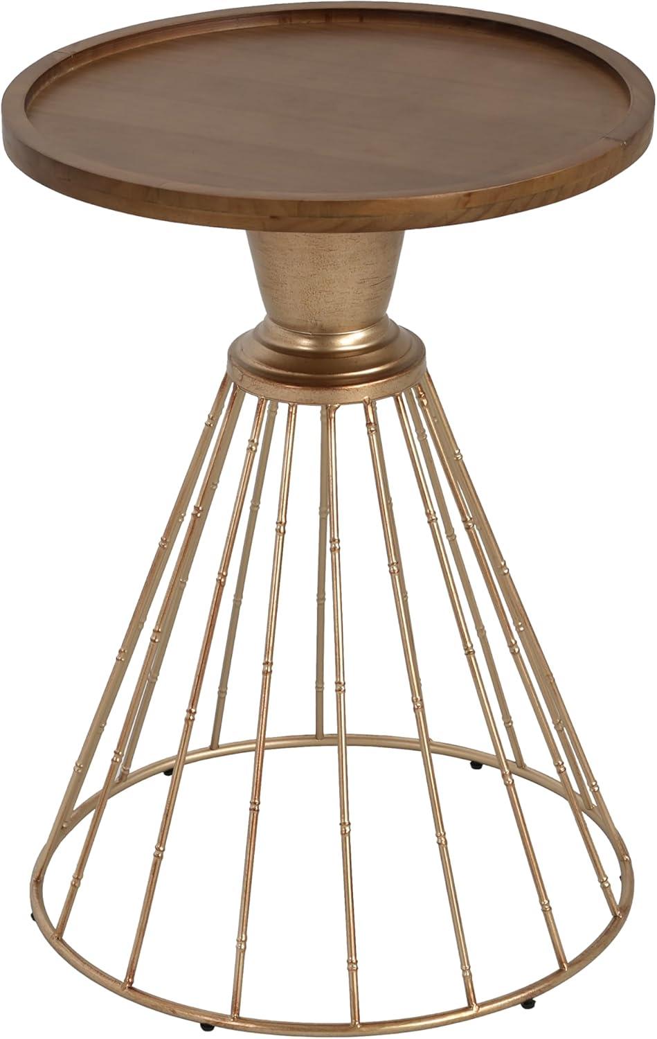 image:imageChristopher Knight Home Aurl Hollow Edge End Table Round Side Table Wooden Concave Tabletop Iron Frame Side Desk No Assembly Needed Pine Wood Tea Desk for Living Room Home GoldNatural