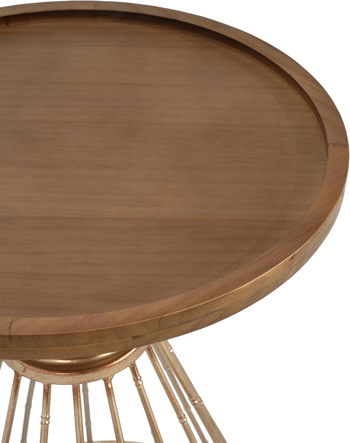 image:imageChristopher Knight Home Aurl Hollow Edge End Table Round Side Table Wooden Concave Tabletop Iron Frame Side Desk No Assembly Needed Pine Wood Tea Desk for Living Room Home GoldNatural