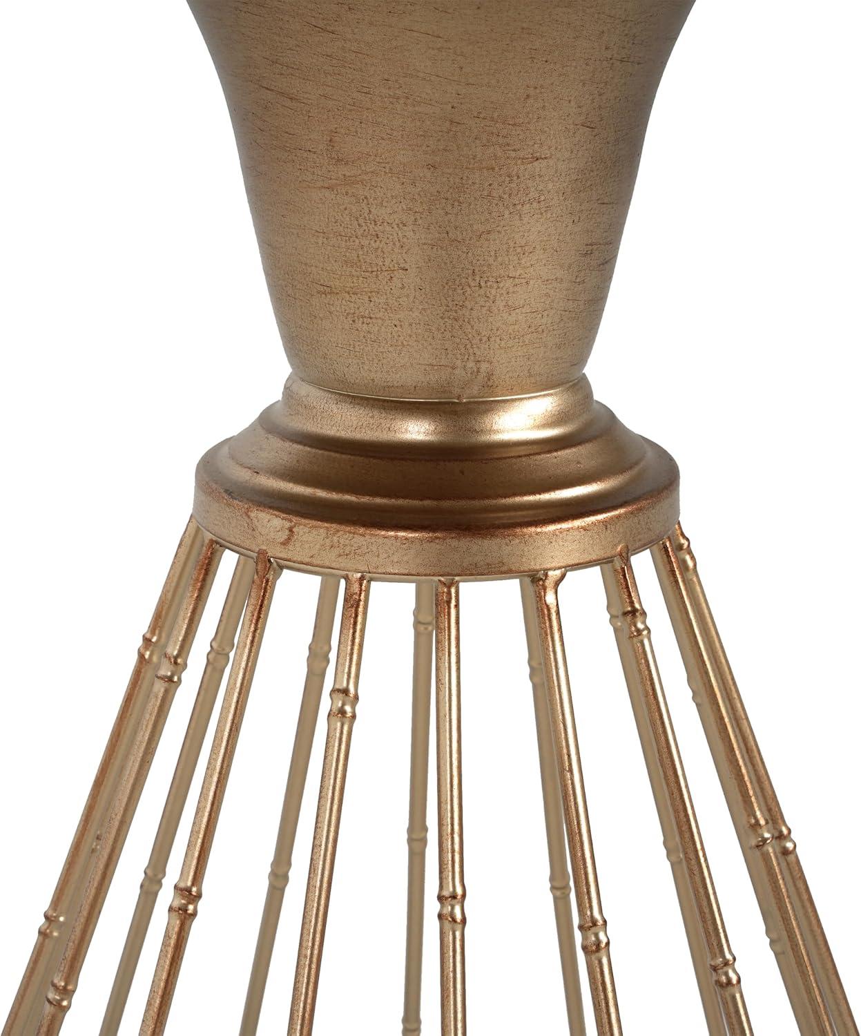 image:imageChristopher Knight Home Aurl Hollow Edge End Table Round Side Table Wooden Concave Tabletop Iron Frame Side Desk No Assembly Needed Pine Wood Tea Desk for Living Room Home GoldNatural