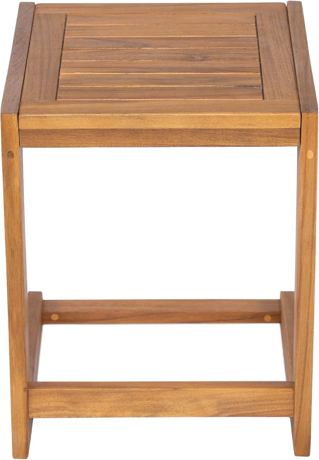 image:imageChristopher Knight Home Dessa Outdoor Side Table Acacia Wood End Table C Shape Small Coffee Table Wooden Slat Panel Design Lightweight Easy Move Acacia Wood Frame Desk for Poolside Backyard Teak
