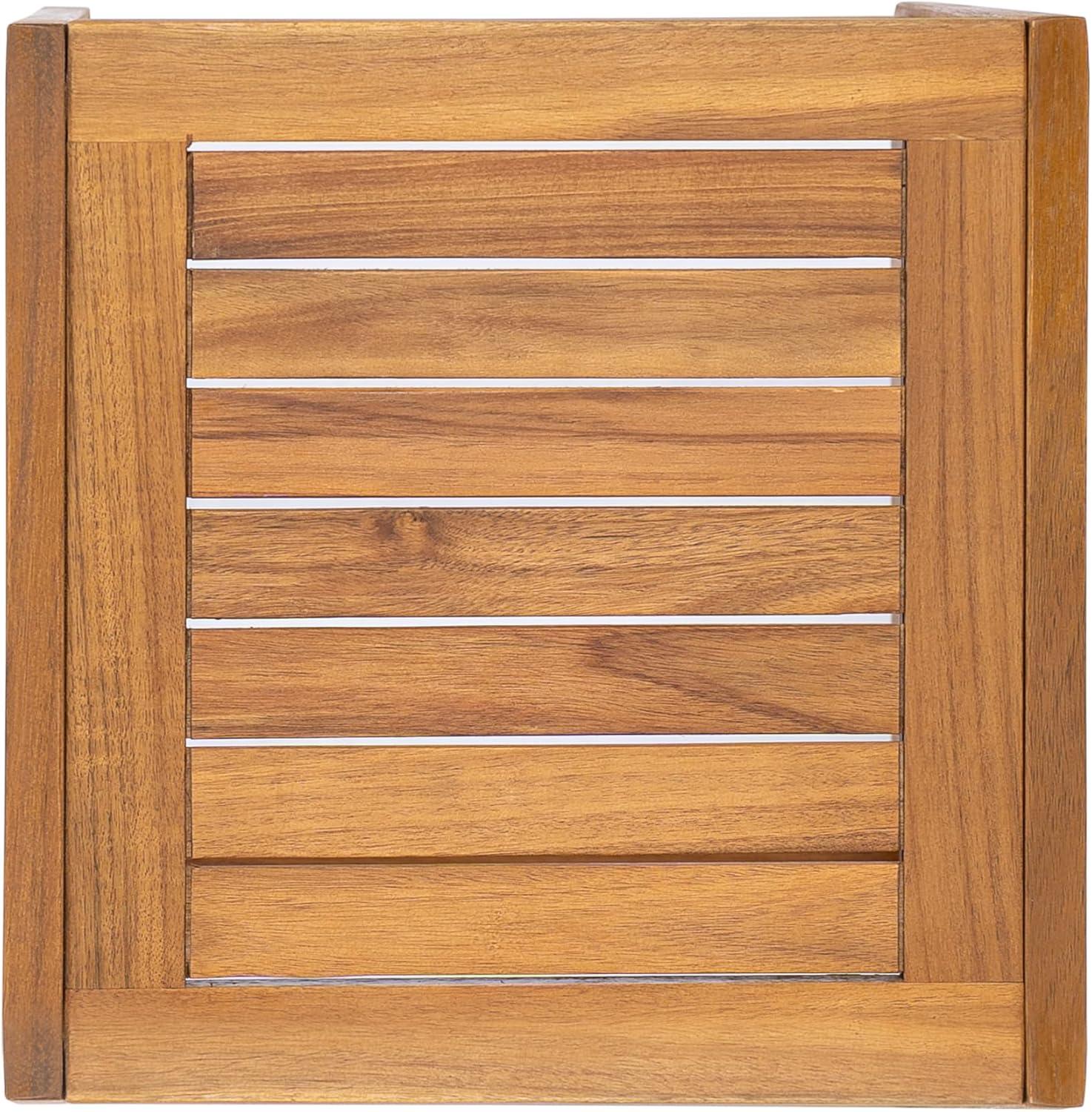 image:imageChristopher Knight Home Dessa Outdoor Side Table Acacia Wood End Table C Shape Small Coffee Table Wooden Slat Panel Design Lightweight Easy Move Acacia Wood Frame Desk for Poolside Backyard Teak