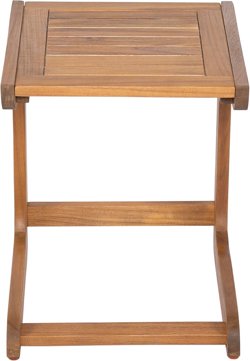 image:imageChristopher Knight Home Dessa Outdoor Side Table Acacia Wood End Table C Shape Small Coffee Table Wooden Slat Panel Design Lightweight Easy Move Acacia Wood Frame Desk for Poolside Backyard Teak