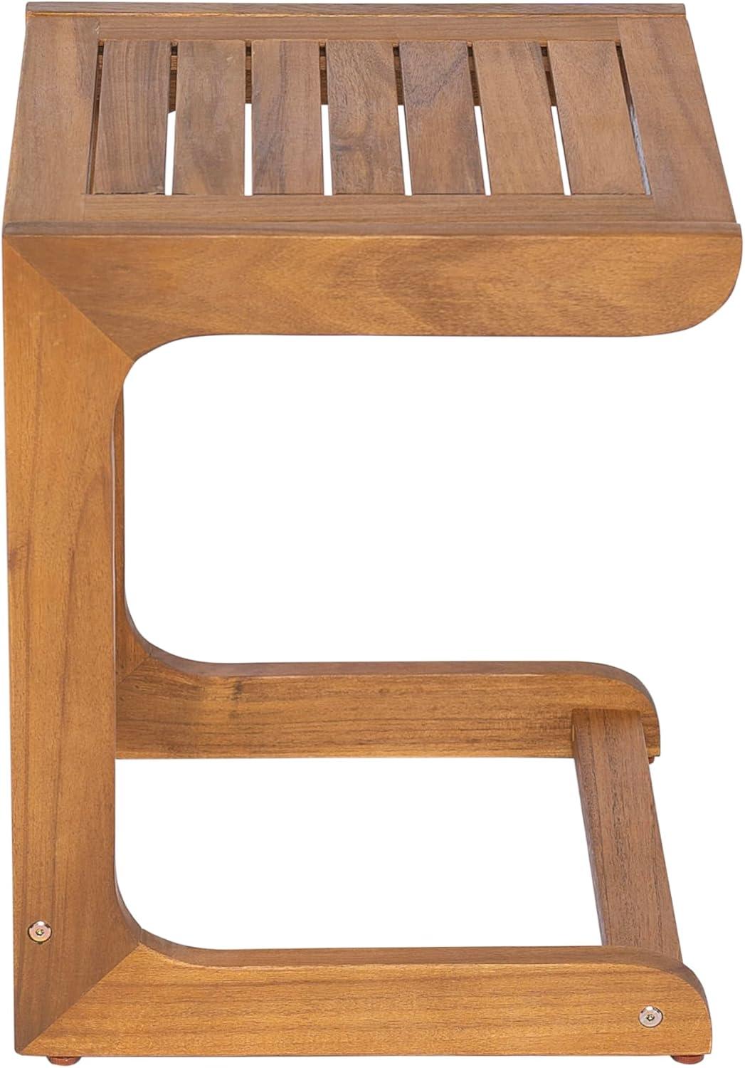image:imageChristopher Knight Home Dessa Outdoor Side Table Acacia Wood End Table C Shape Small Coffee Table Wooden Slat Panel Design Lightweight Easy Move Acacia Wood Frame Desk for Poolside Backyard Teak