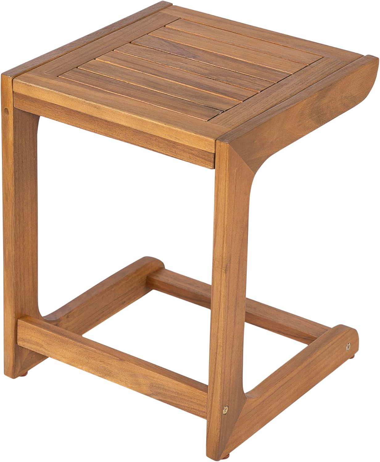 image:imageChristopher Knight Home Dessa Outdoor Side Table Acacia Wood End Table C Shape Small Coffee Table Wooden Slat Panel Design Lightweight Easy Move Acacia Wood Frame Desk for Poolside Backyard Teak