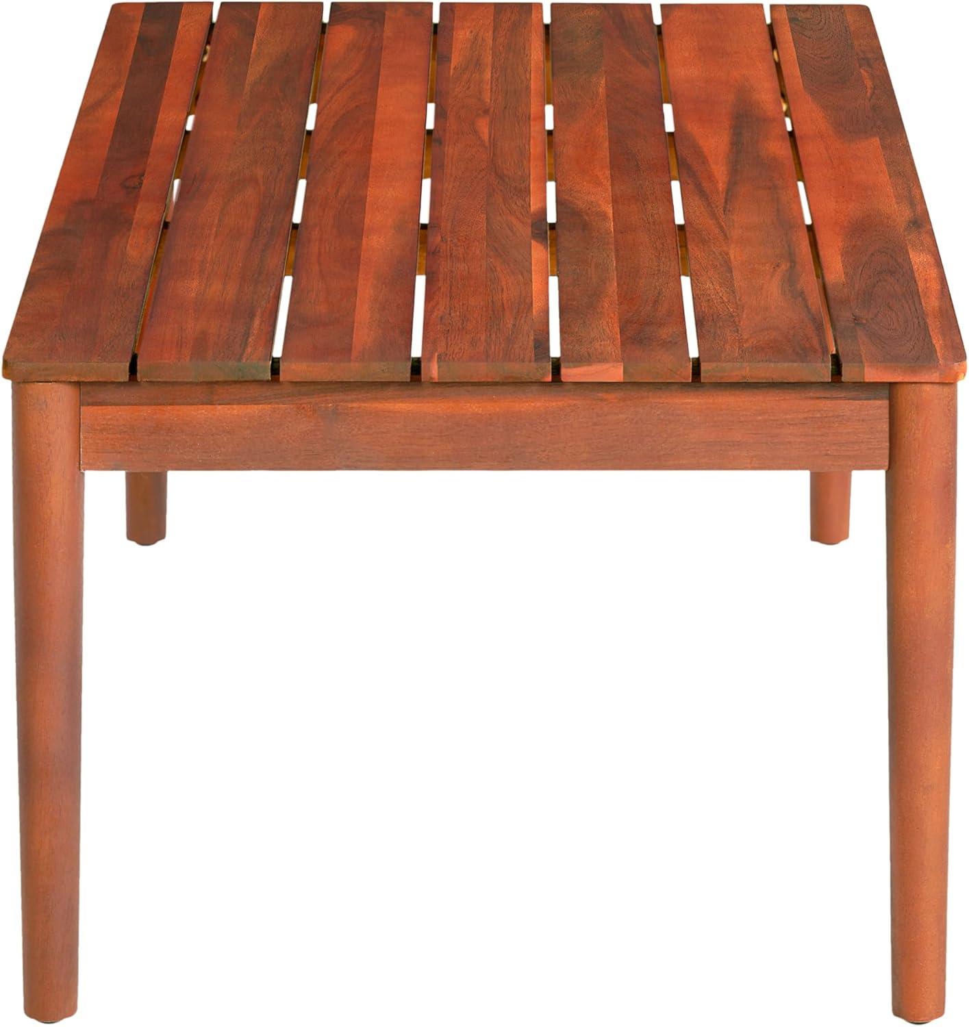 image:imageChristopher Knight Home Dolly 3625Outdoor Slat Panel Coffee Table Acacia Wood Coffee Table Spacious Tabletop Wooden Legs Rustic Style Design Rectangular Side Desk for Backyard Garden Mahogany