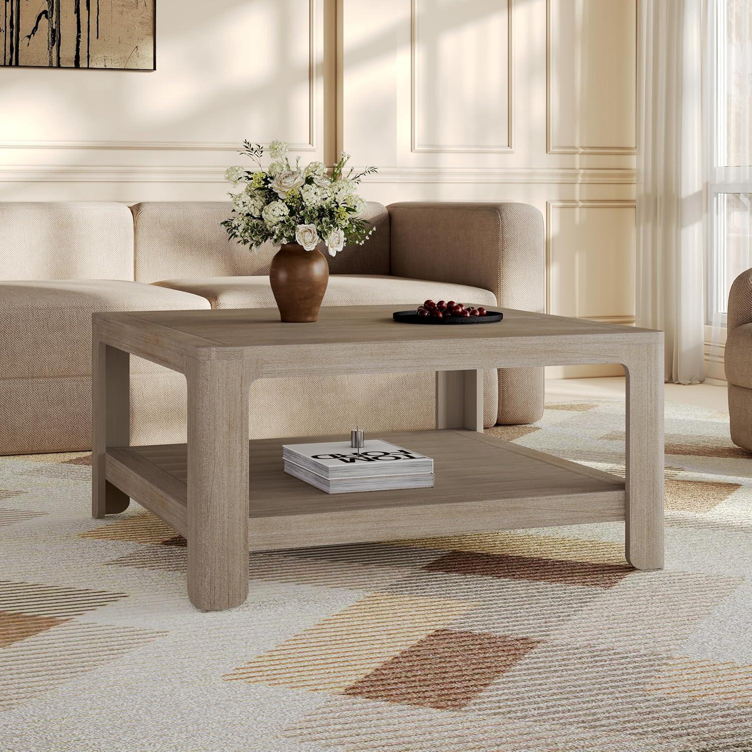 image:imageChristopher Knight Home Doran Small Coffee Table with Storage Modern MDF Square Side Table Multifunctional Accent Table with Spacious 2tier Design Semiopen Design Indoor Furniture Light Grey Ash