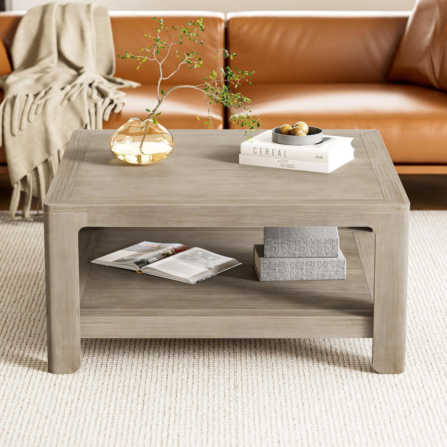 image:imageChristopher Knight Home Doran Small Coffee Table with Storage Modern MDF Square Side Table Multifunctional Accent Table with Spacious 2tier Design Semiopen Design Indoor Furniture Light Grey Ash