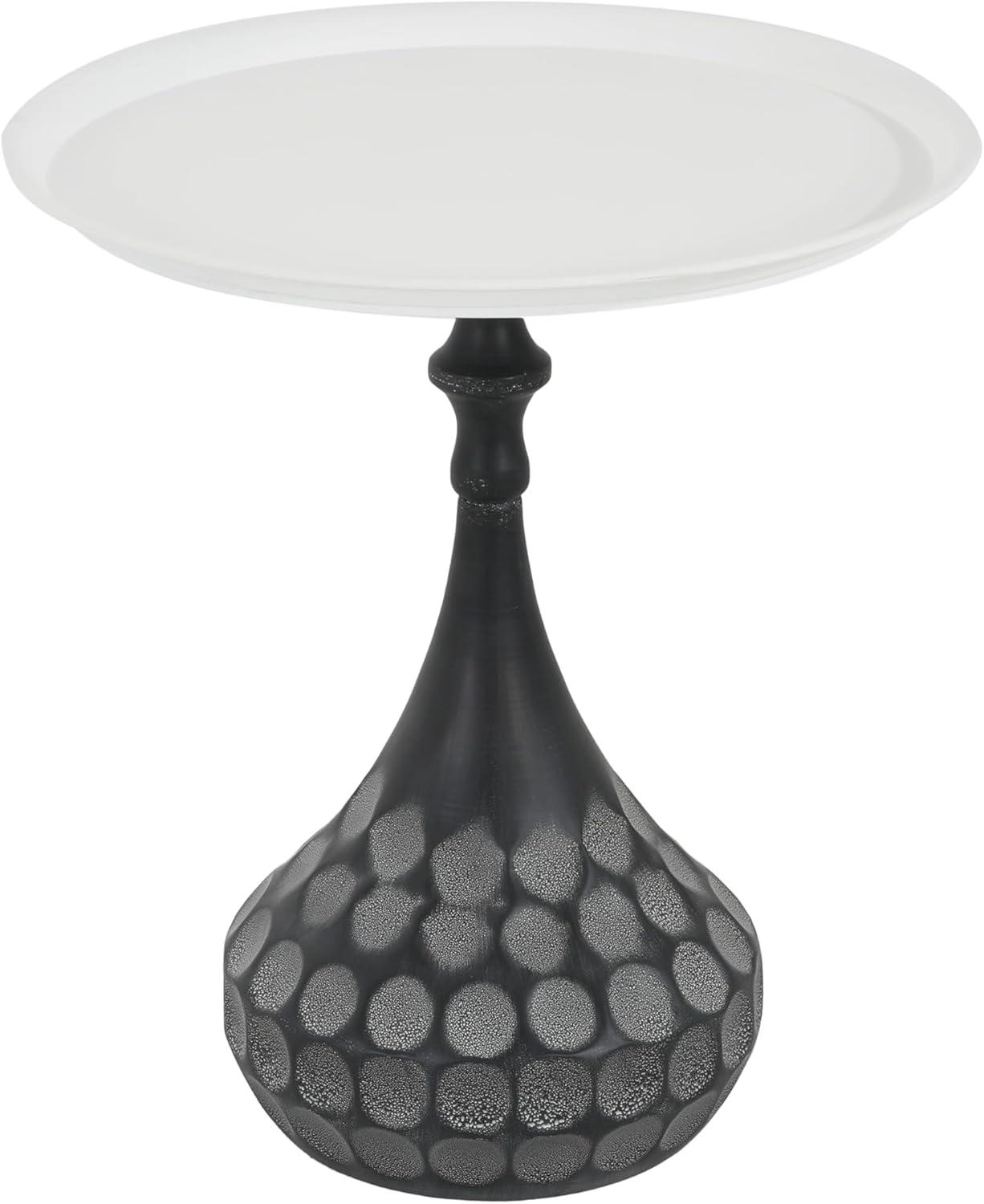 image:imageChristopher Knight Home Jorine Accent Side Table Metal End Table Round Tabletop HandHammered Texture Pedestal Sofa Side Desk Small Nightstand for Living Room Easy Assembly WhiteBlack