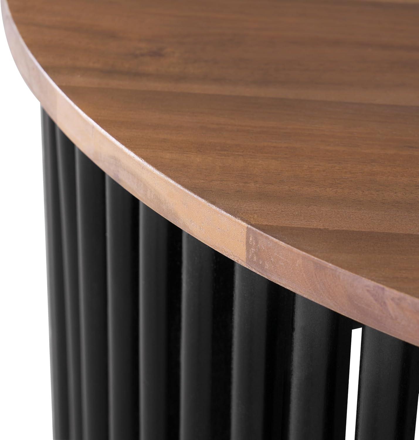 image:imageChristopher Knight Home Lemas Acacia Wood Coffee Table 30 W Round Modern Sofa Side Table with Wood Base Modern Indoor Accent Table for Living Room Bedroom Home Office NaturalBlack