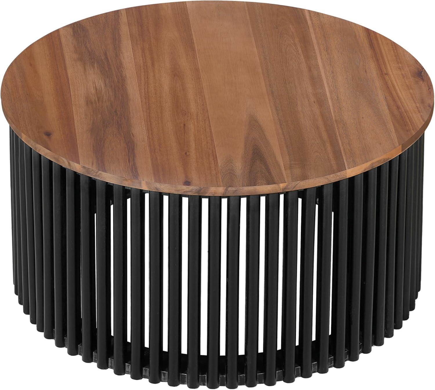 image:imageChristopher Knight Home Lemas Acacia Wood Coffee Table and Side Table Set with Wood Base Modern Indoor Accent Tables for Living Room Bedroom Home Office NaturalBlack 2 pcs Set
