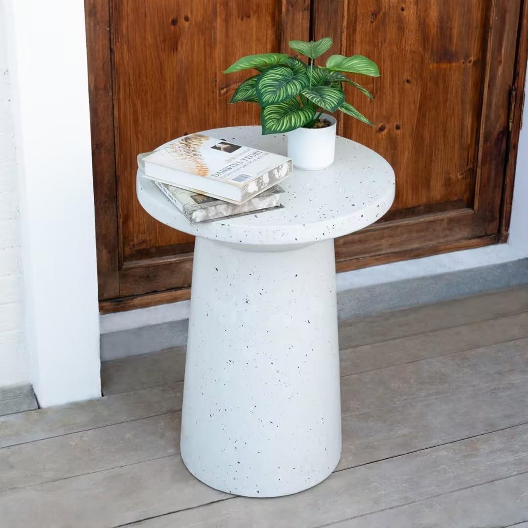 image:imageChristopher Knight Home Norvin Patio Lightweight Concrete Terrazzo Coffee Table Indoor and Outdoor Table for GardenBackyardPoolsideBalcony Cafeteria MGO Outdoor Side Table with No AssemblyWhite