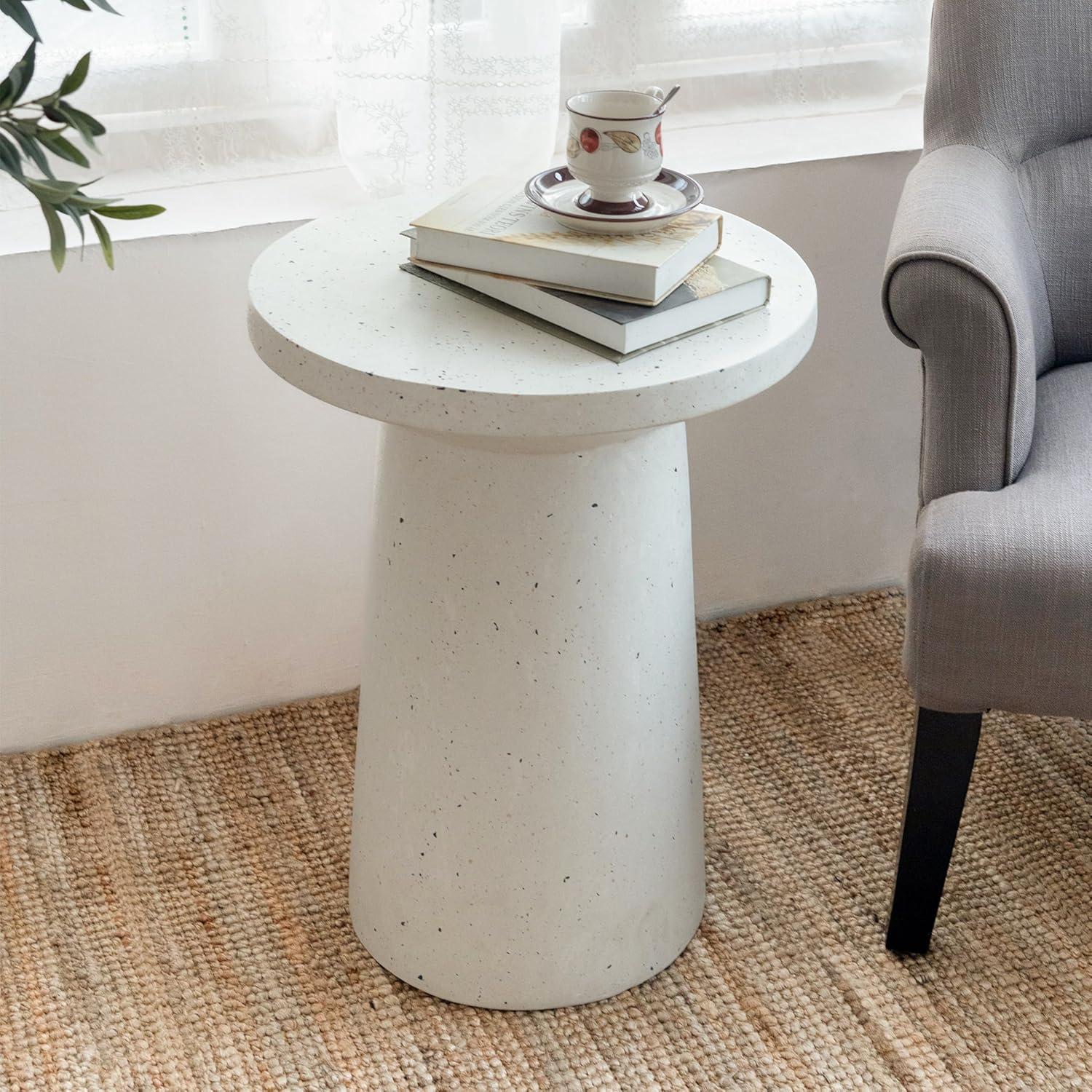 image:imageChristopher Knight Home Norvin Patio Lightweight Concrete Terrazzo Coffee Table Indoor and Outdoor Table for GardenBackyardPoolsideBalcony Cafeteria MGO Outdoor Side Table with No AssemblyWhite