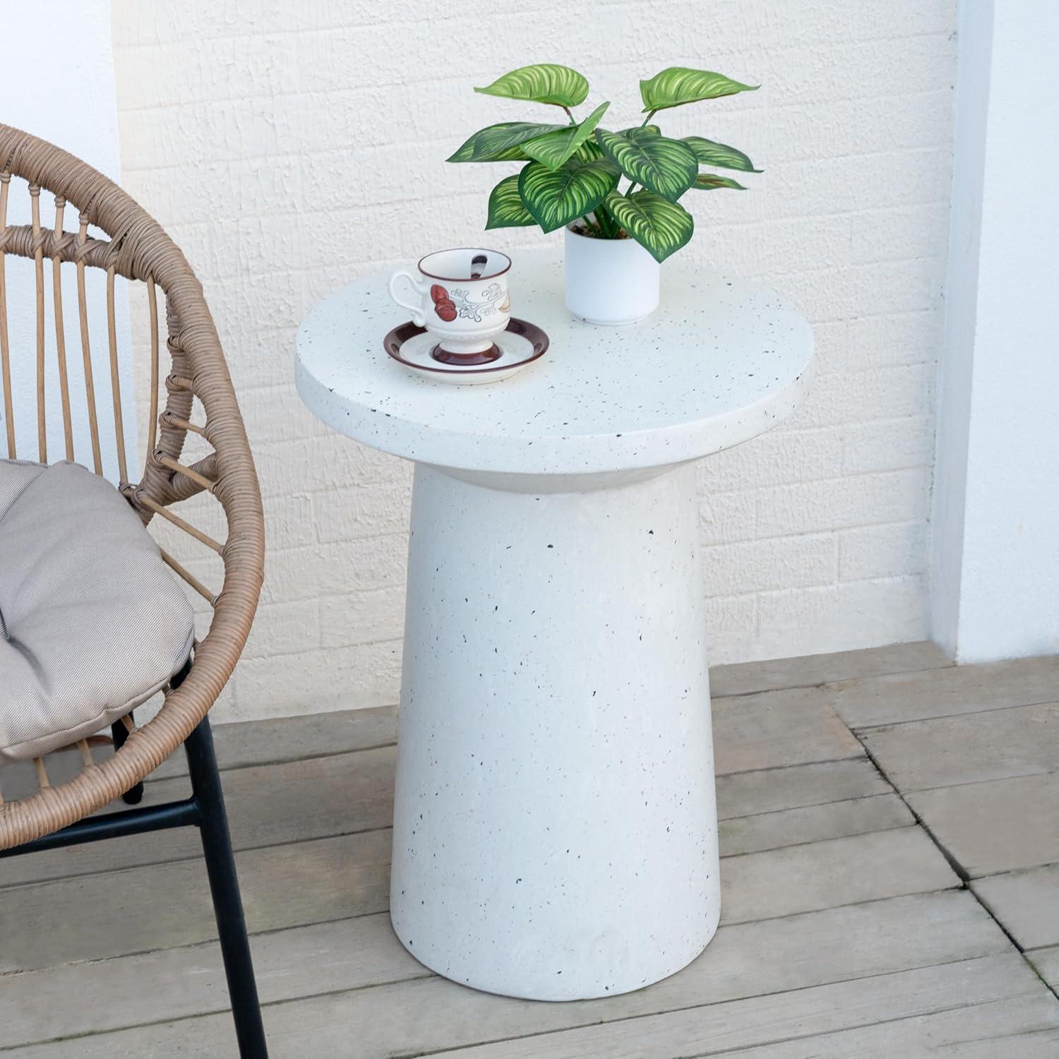 image:imageChristopher Knight Home Norvin Patio Lightweight Concrete Terrazzo Coffee Table Indoor and Outdoor Table for GardenBackyardPoolsideBalcony Cafeteria MGO Outdoor Side Table with No AssemblyWhite