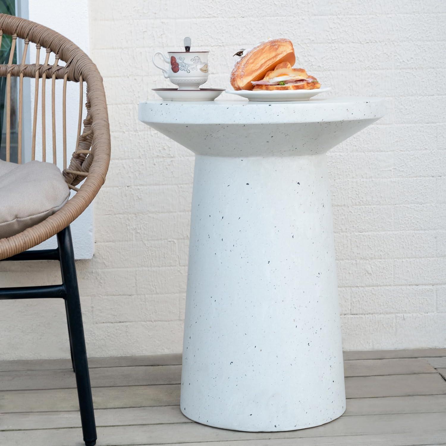 image:imageChristopher Knight Home Norvin Patio Lightweight Concrete Terrazzo Coffee Table Indoor and Outdoor Table for GardenBackyardPoolsideBalcony Cafeteria MGO Outdoor Side Table with No AssemblyWhite