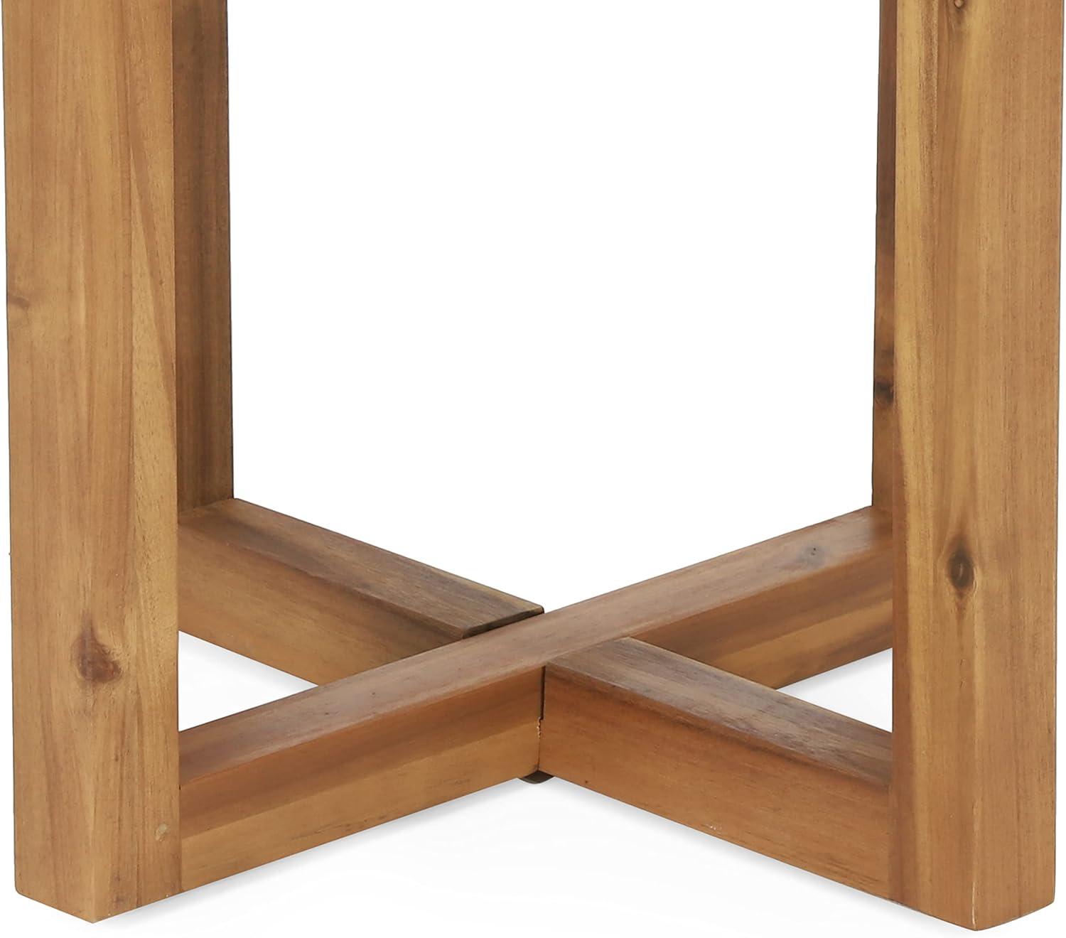 image:imageChristopher Knight Home Selma Acacia Wood Outdoor Side Table Decorative Rectangular Small Accent Table Weather Resistant Patio End Table for Balcony Beach Pool Side Slatted Design Natural StainedTeak