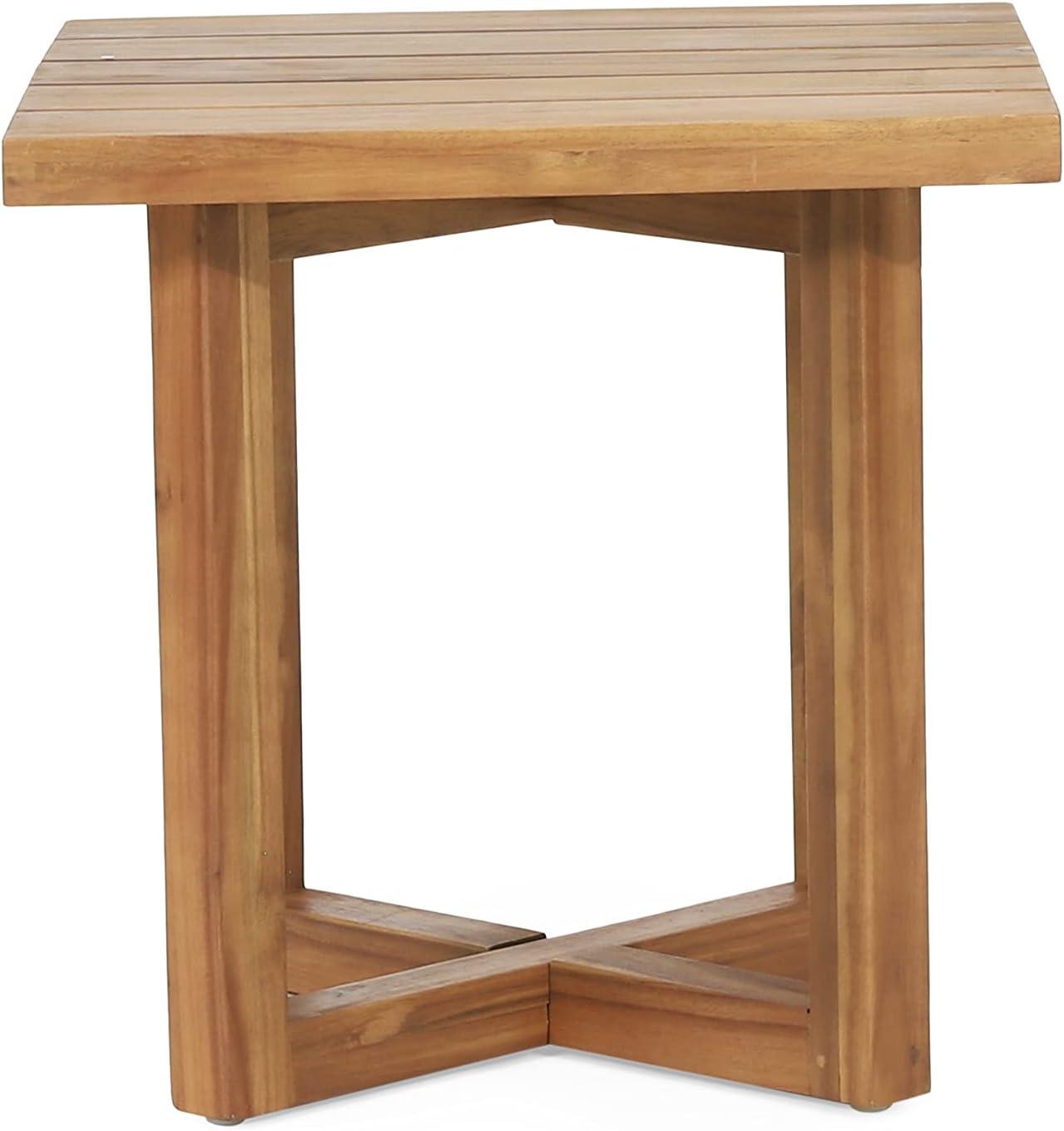 image:imageChristopher Knight Home Selma Acacia Wood Outdoor Side Table Decorative Rectangular Small Accent Table Weather Resistant Patio End Table for Balcony Beach Pool Side Slatted Design Natural StainedTeak