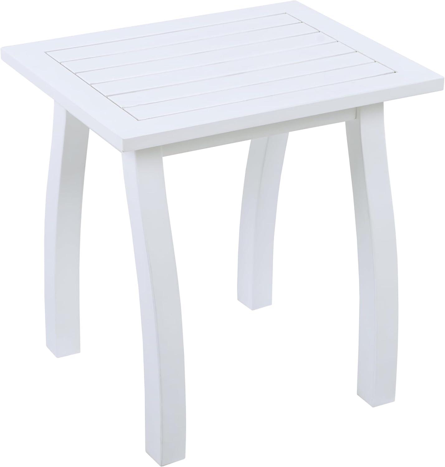 image:imageChristopher Knight Home Selma Acacia Wood Outdoor Side Table Decorative Rectangular Small Accent Table Weather Resistant Patio End Table for Balcony Beach Pool Side Slatted Design Natural StainedWhite Pu