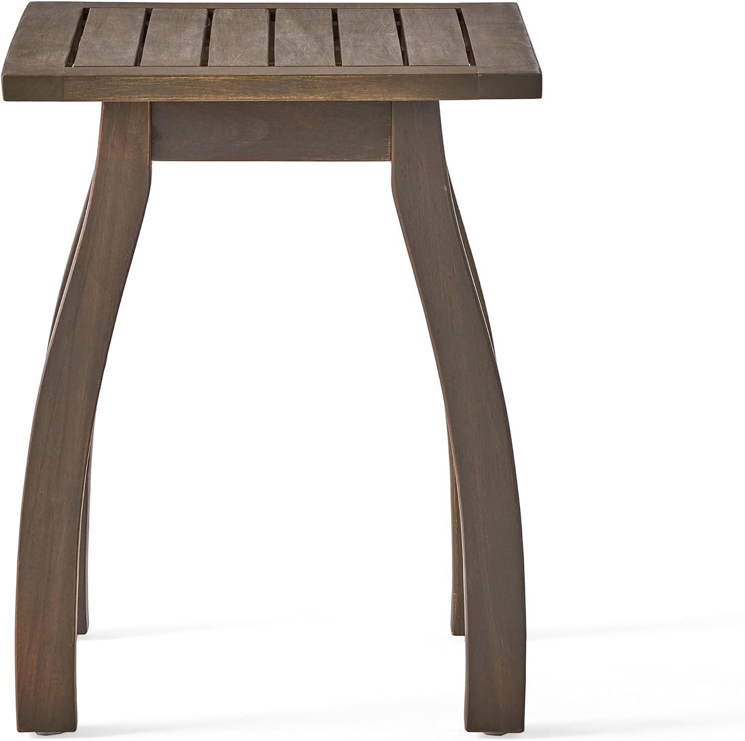 image:imageChristopher Knight Home Selma Acacia Wood Outdoor Side Table Decorative Rectangular Small Accent Table Weather Resistant Patio End Table for Balcony Beach Pool Side Slatted Design Natural StainedSadie gray Finish