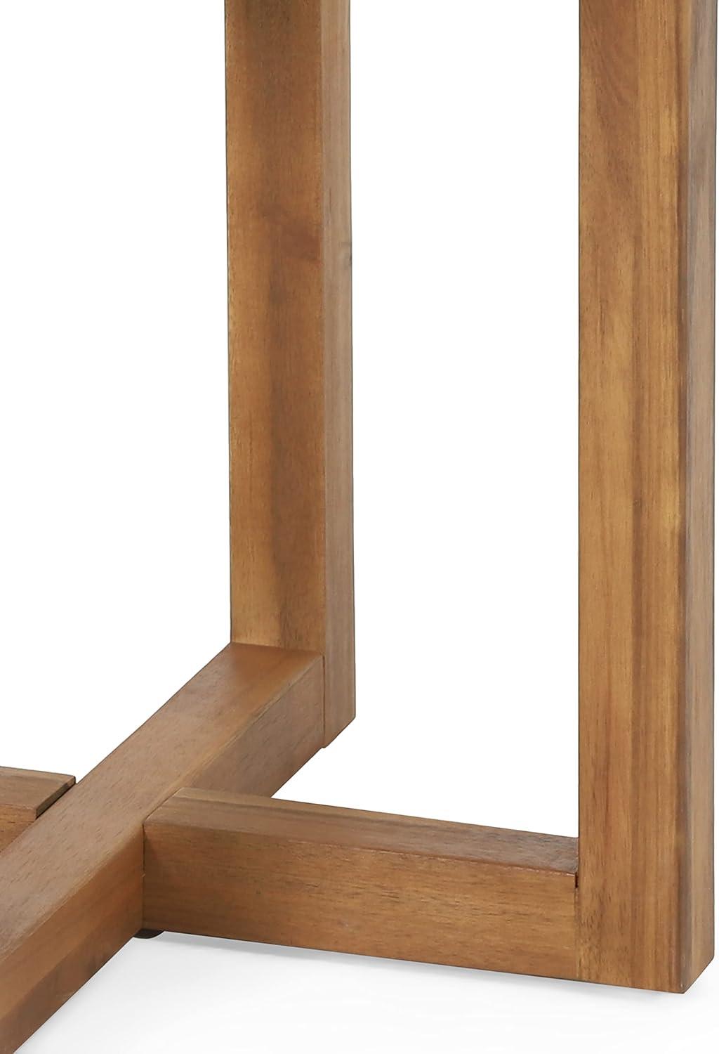 image:imageChristopher Knight Home Selma Acacia Wood Outdoor Side Table Decorative Rectangular Small Accent Table Weather Resistant Patio End Table for Balcony Beach Pool Side Slatted Design Natural StainedHamel circular With Teak Finish