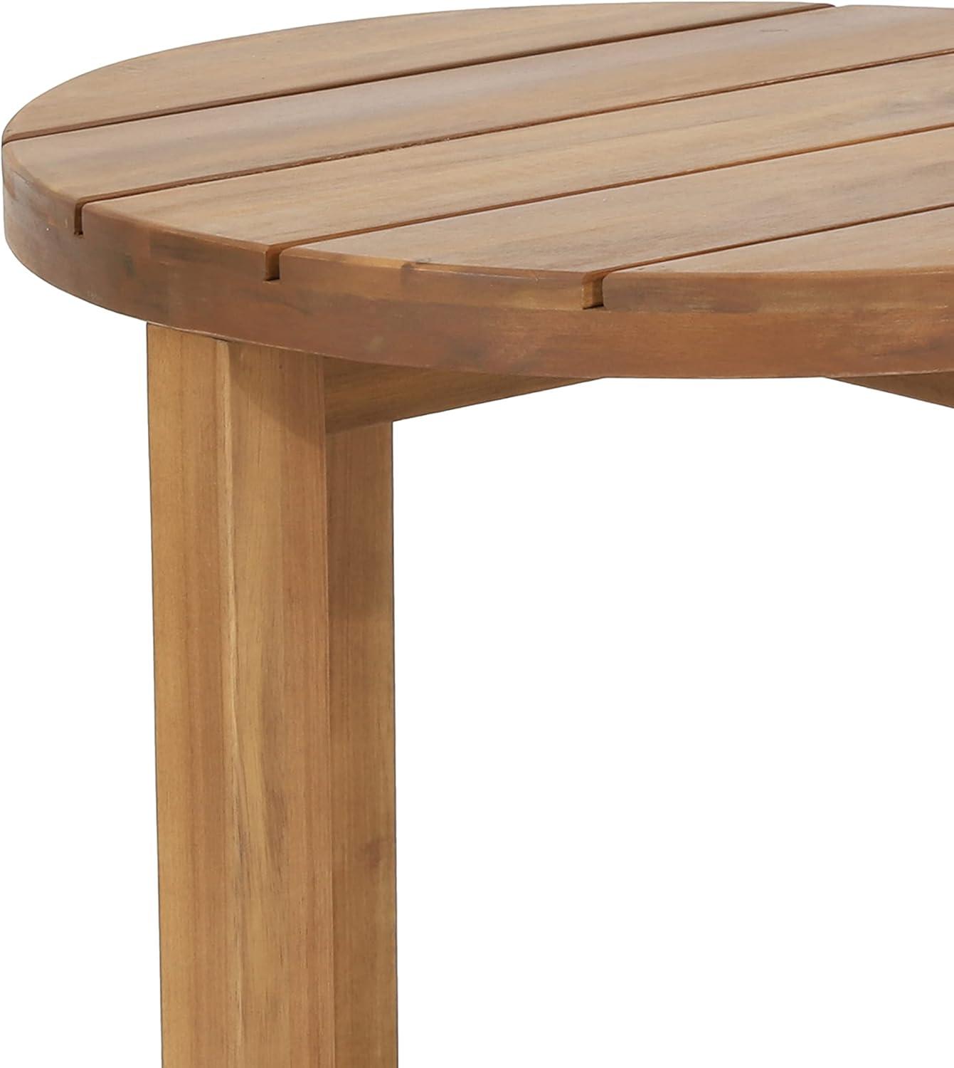 image:imageChristopher Knight Home Selma Acacia Wood Outdoor Side Table Decorative Rectangular Small Accent Table Weather Resistant Patio End Table for Balcony Beach Pool Side Slatted Design Natural StainedHamel circular With Teak Finish