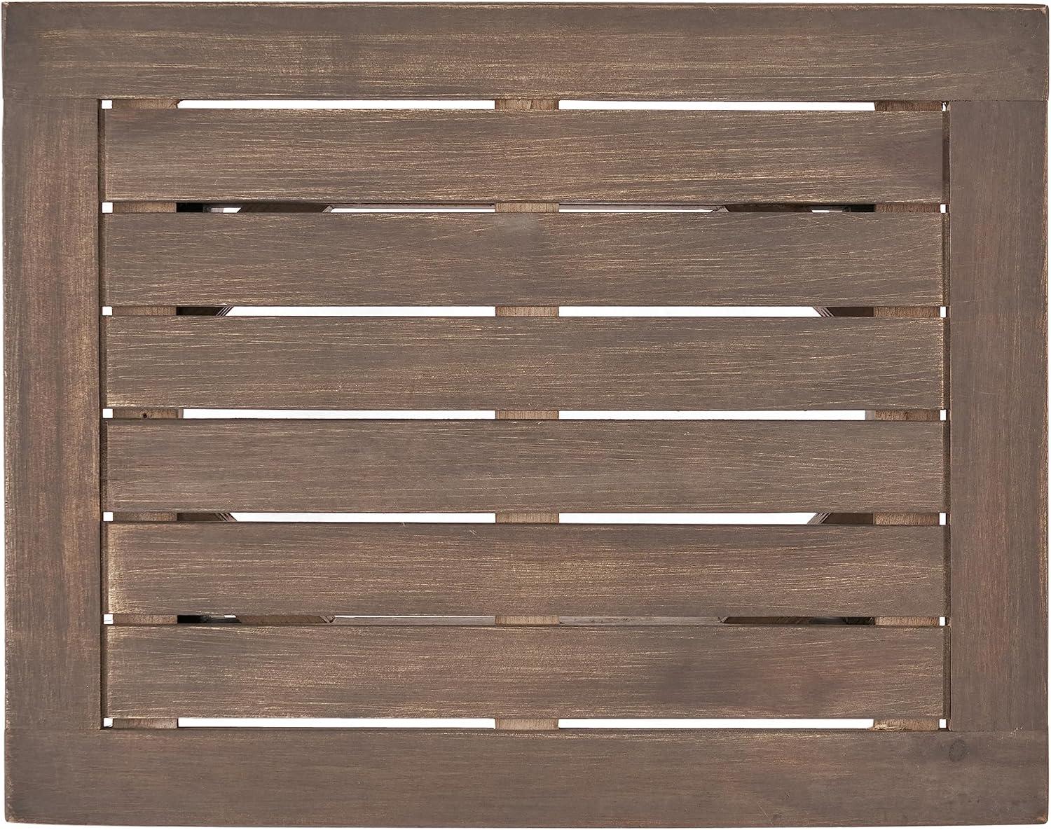 image:imageChristopher Knight Home Selma Acacia Wood Outdoor Side Table Decorative Rectangular Small Accent Table Weather Resistant Patio End Table for Balcony Beach Pool Side Slatted Design Natural StainedSadie gray Finish