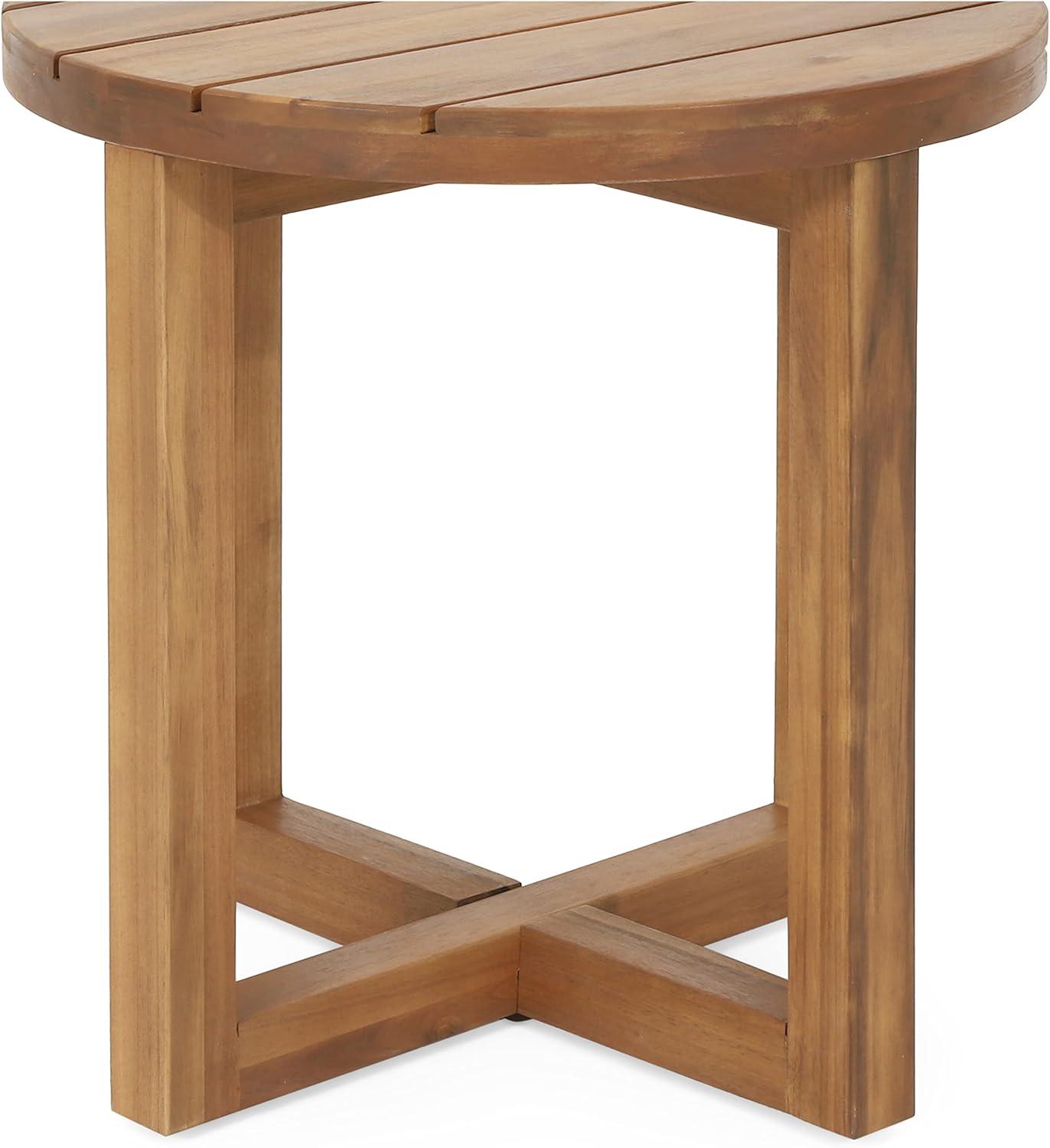 image:imageChristopher Knight Home Selma Acacia Wood Outdoor Side Table Decorative Rectangular Small Accent Table Weather Resistant Patio End Table for Balcony Beach Pool Side Slatted Design Natural StainedHamel circular With Teak Finish