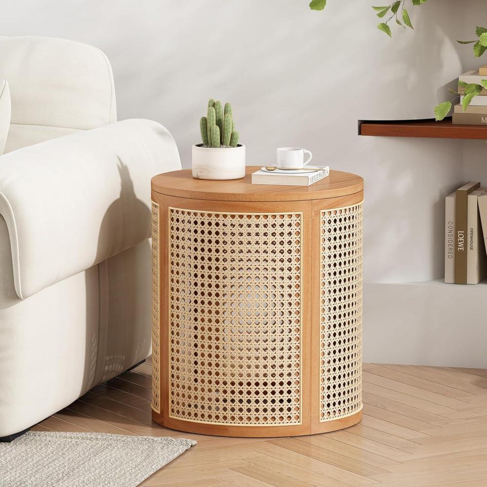 image:imageChristopher Knight Home Aurl 1570 Round End Table Hollow Woven Side Table Small Rubber Wood Nightstand Rattan Woven Tea Desk Round Wood Tabletop Chic Home Deor Desk Easy Assembly NaturalNatural