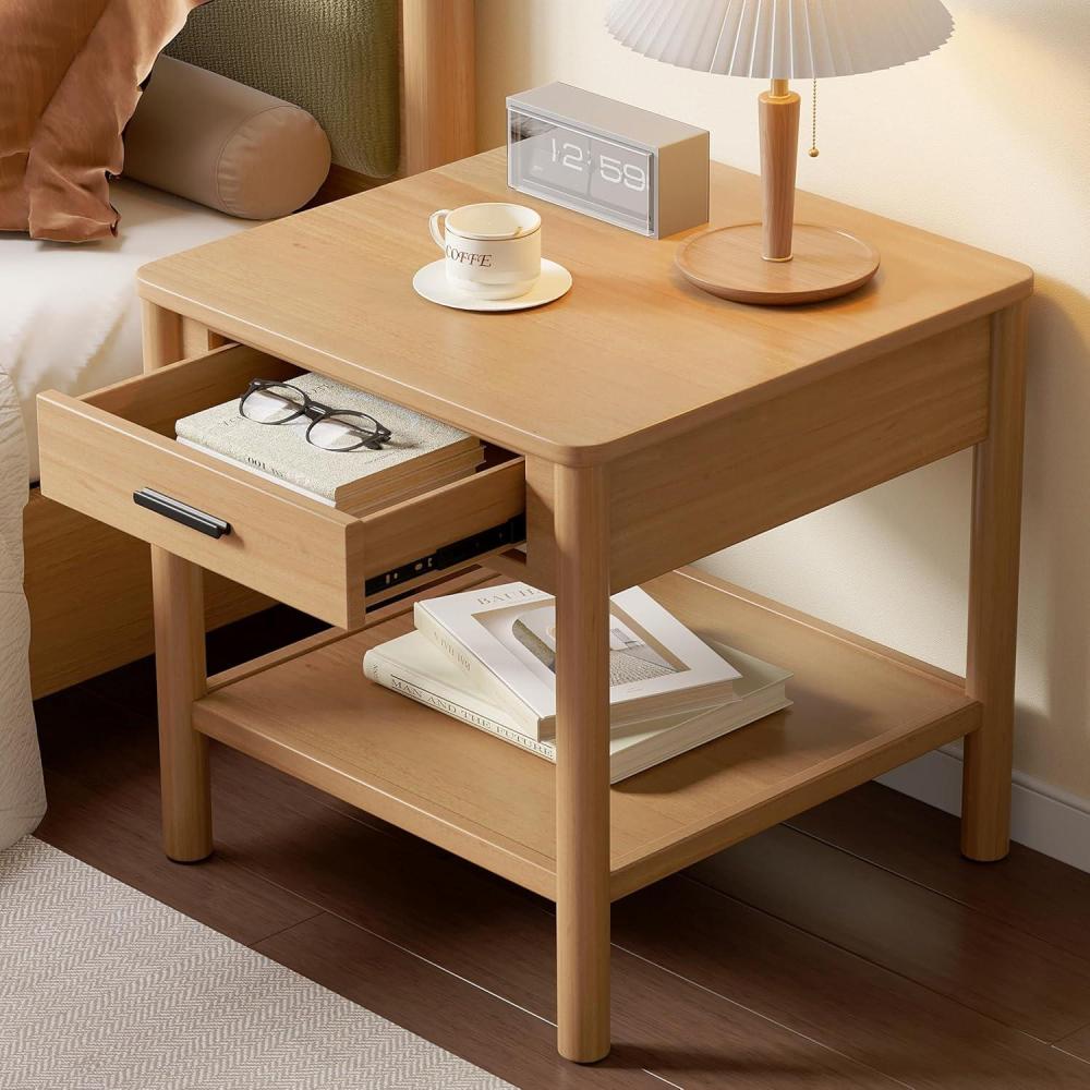 image:imageChristopher Knight Home Aurl Rectangular End Table Wooden Side Table with Drawer Nightstand with 1 Open Shelf Storage Item Organize Desk Sofa Side Tables for Living Room Bedroom Natural