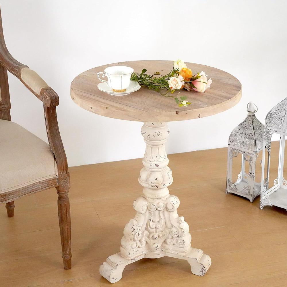 image:imageChristopher Knight Home Jorine Round End Table Vintage Side Table Wooden Tabletop Lightweight Concrete Worn Base MidCentury Small Accent Coffee Desk for Living Room Bedroom Home Decor Natural