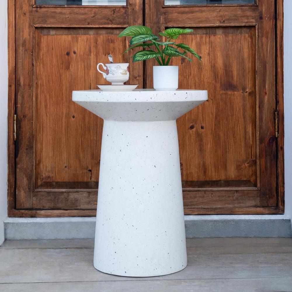 image:imageChristopher Knight Home Norvin Patio Lightweight Concrete Terrazzo Coffee Table Indoor and Outdoor Table for GardenBackyardPoolsideBalcony Cafeteria MGO Outdoor Side Table with No AssemblyWhite