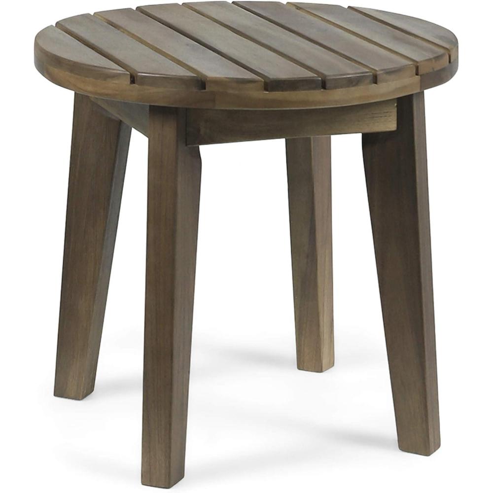 image:imageChristopher Knight Home Selma Acacia Wood Outdoor Side Table Decorative Rectangular Small Accent Table Weather Resistant Patio End Table for Balcony Beach Pool Side Slatted Design Natural StainedParker gray Finish