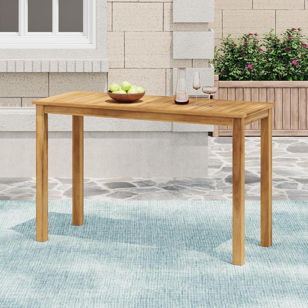 image:imageChristopher Knight Home Zigg Rectangular Outdoor Bar Table Acacia Wood Bar Height Table with Slatted Top Patio Accent Table Coffee Bar Table for GardenBalconyBreakfast Light Teak
