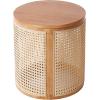 Christopher Knight Home Aurl 15.70″ Round End Table, Hollow Woven Side Table, Small Rubber Wood Nightstand, Rattan Woven Tea Desk, Round Wood Tabletop, Chic Home Deor Desk, Easy Assembly, Natural(Natural)