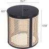Christopher Knight Home Aurl 15.70″ Round End Table, Hollow Woven Side Table, Small Rubber Wood Nightstand, Rattan Woven Tea Desk, Round Wood Tabletop, Chic Home Deor Desk, Easy Assembly, Natural(Black)