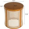 Christopher Knight Home Aurl 15.70″ Round End Table, Hollow Woven Side Table, Small Rubber Wood Nightstand, Rattan Woven Tea Desk, Round Wood Tabletop, Chic Home Deor Desk, Easy Assembly, Natural(Yellowish-brown)