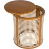 Christopher Knight Home Aurl 15.70″ Round End Table, Hollow Woven Side Table, Small Rubber Wood Nightstand, Rattan Woven Tea Desk, Round Wood Tabletop, Chic Home Deor Desk, Easy Assembly, Natural(Yellowish-brown)