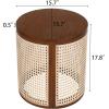 Christopher Knight Home Aurl 15.70″ Round End Table, Hollow Woven Side Table, Small Rubber Wood Nightstand, Rattan Woven Tea Desk, Round Wood Tabletop, Chic Home Deor Desk, Easy Assembly, Natural(Dark Brown)