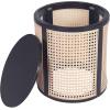 Christopher Knight Home Aurl 15.70″ Round End Table, Hollow Woven Side Table, Small Rubber Wood Nightstand, Rattan Woven Tea Desk, Round Wood Tabletop, Chic Home Deor Desk, Easy Assembly, Natural(Black)
