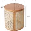 Christopher Knight Home Aurl 15.70″ Round End Table, Hollow Woven Side Table, Small Rubber Wood Nightstand, Rattan Woven Tea Desk, Round Wood Tabletop, Chic Home Deor Desk, Easy Assembly, Natural(Natural)