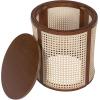 Christopher Knight Home Aurl 15.70″ Round End Table, Hollow Woven Side Table, Small Rubber Wood Nightstand, Rattan Woven Tea Desk, Round Wood Tabletop, Chic Home Deor Desk, Easy Assembly, Natural(Dark Brown)