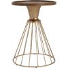 Christopher Knight Home Aurl Hollow Edge End Table, Round Side Table, Wooden Concave Tabletop, Iron Frame Side Desk, No Assembly Needed, Pine Wood Tea Desk for Living Room Home, Gold+Natural