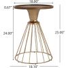 Christopher Knight Home Aurl Hollow Edge End Table, Round Side Table, Wooden Concave Tabletop, Iron Frame Side Desk, No Assembly Needed, Pine Wood Tea Desk for Living Room Home, Gold+Natural