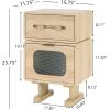 Christopher Knight Home Aurl Storage End Table, Tall Side Table, Robot Design, Rotating Tabletop, 2 Storage Drawers, Spacious Space for Organize, Wooden Nightstand for Living Room Bedroom, Natural
