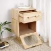 Christopher Knight Home Aurl Storage End Table, Tall Side Table, Robot Design, Rotating Tabletop, 2 Storage Drawers, Spacious Space for Organize, Wooden Nightstand for Living Room Bedroom, Natural
